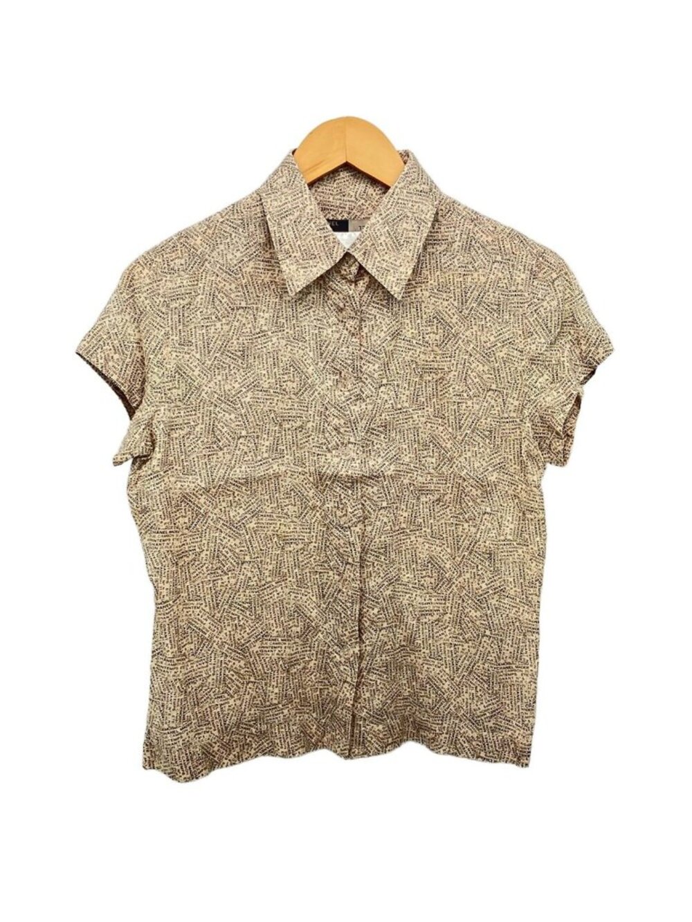 Chanel Short Sleeve Blouse M Beige Black 38